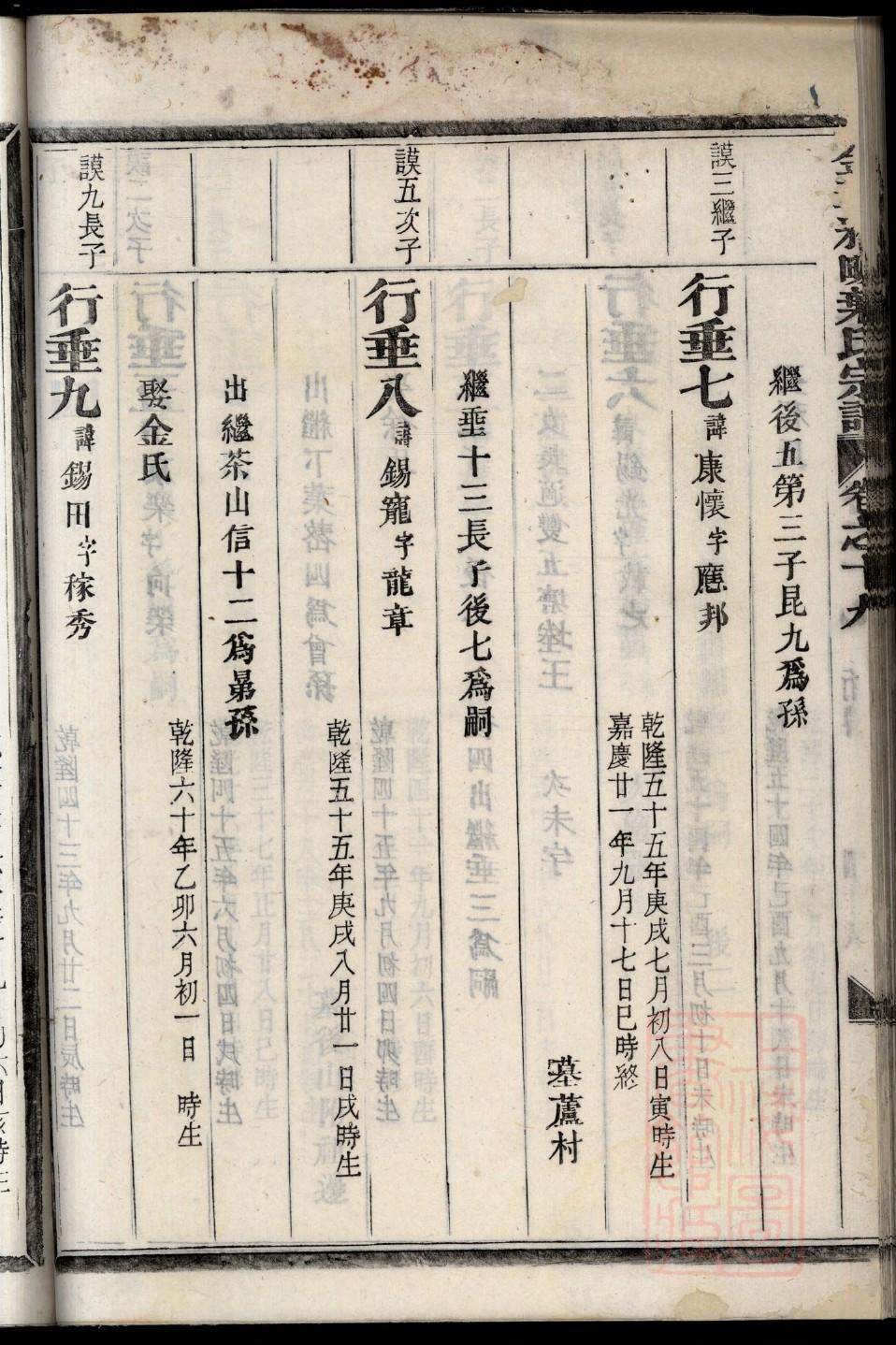 全姓辈分排行世系表