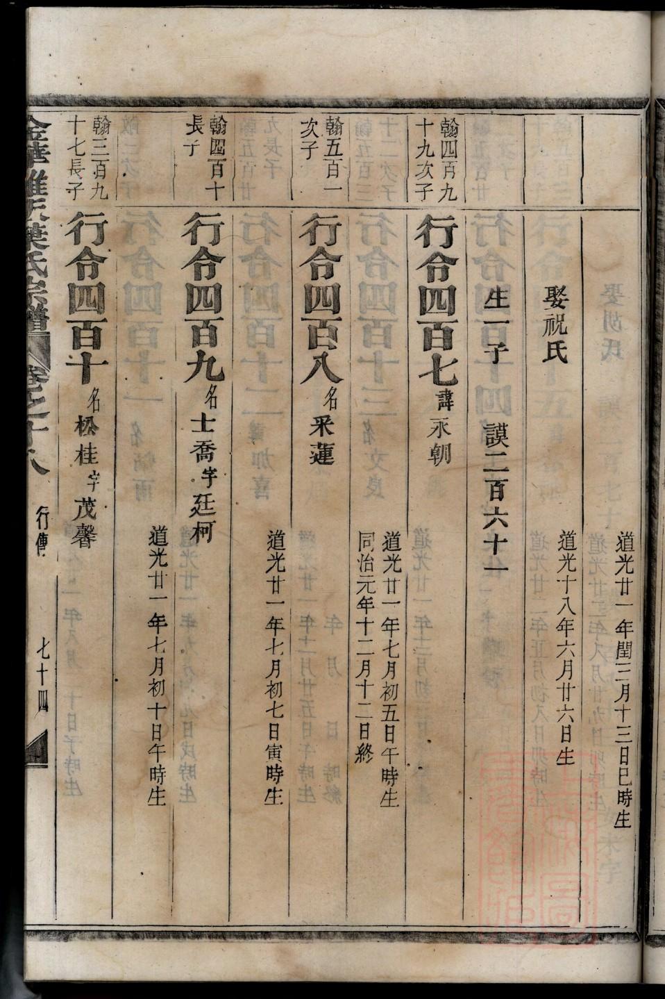 大北流族谱