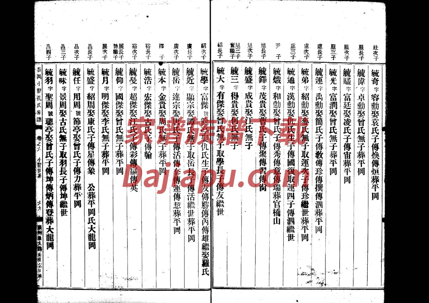 奕姓辈分排行世系表