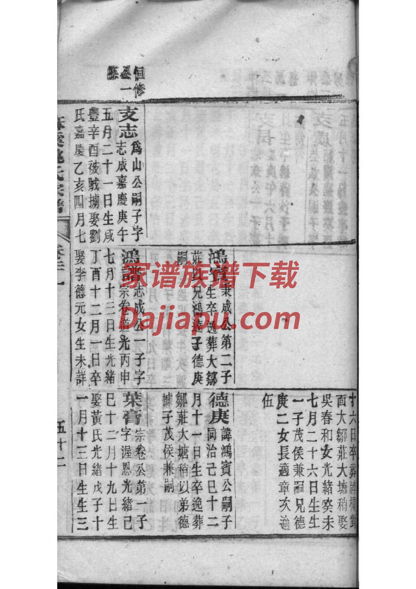 卷姓辈分排行世系表