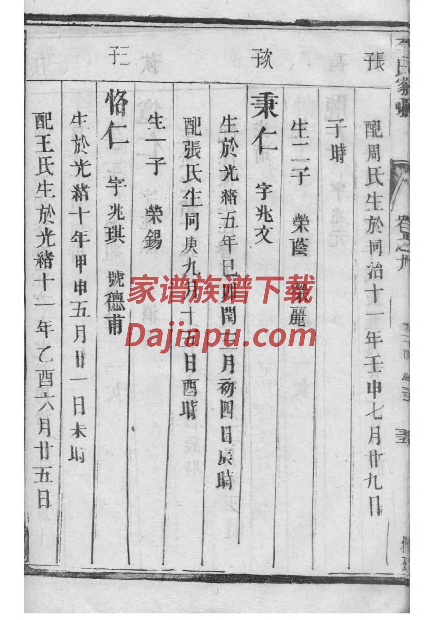 鲁迅家族谱系图