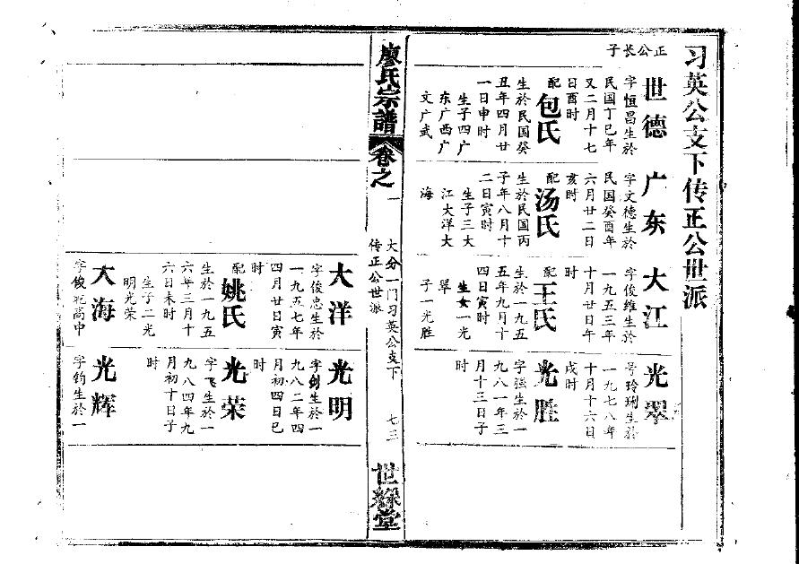 重庆开县黄家家谱字