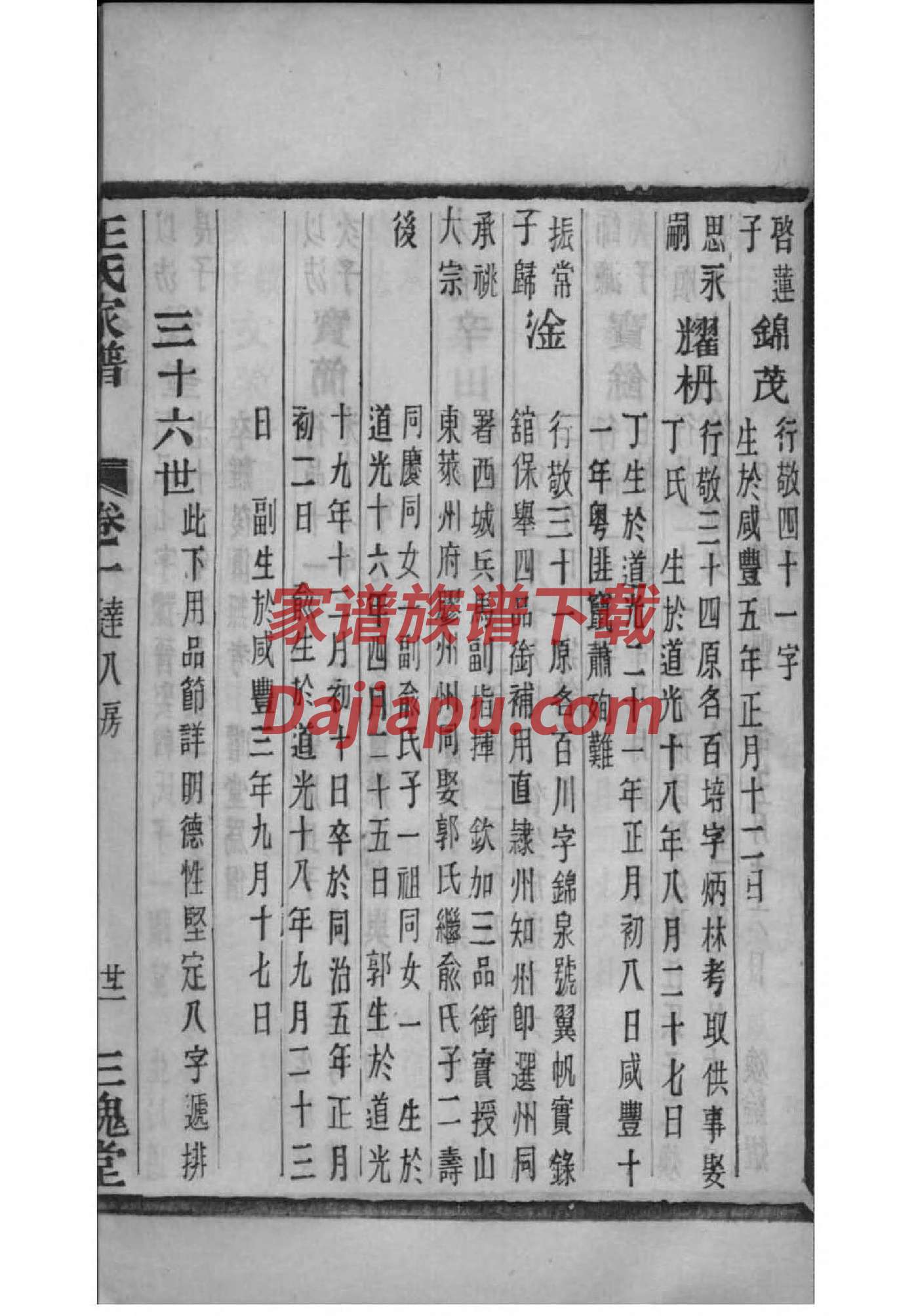 井陉白王庄王氏家谱