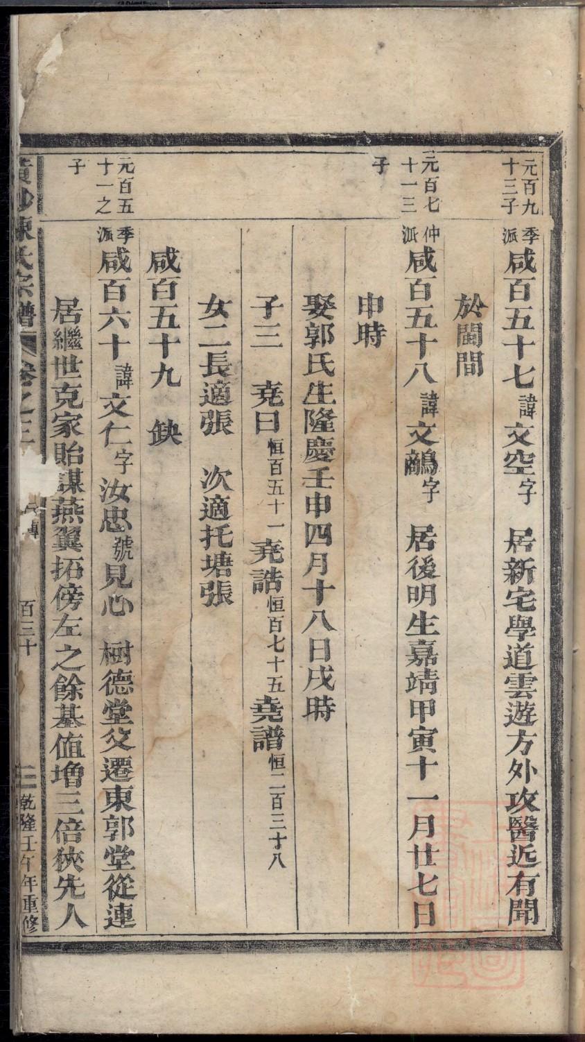 孙姓家谱中辈分顺序
