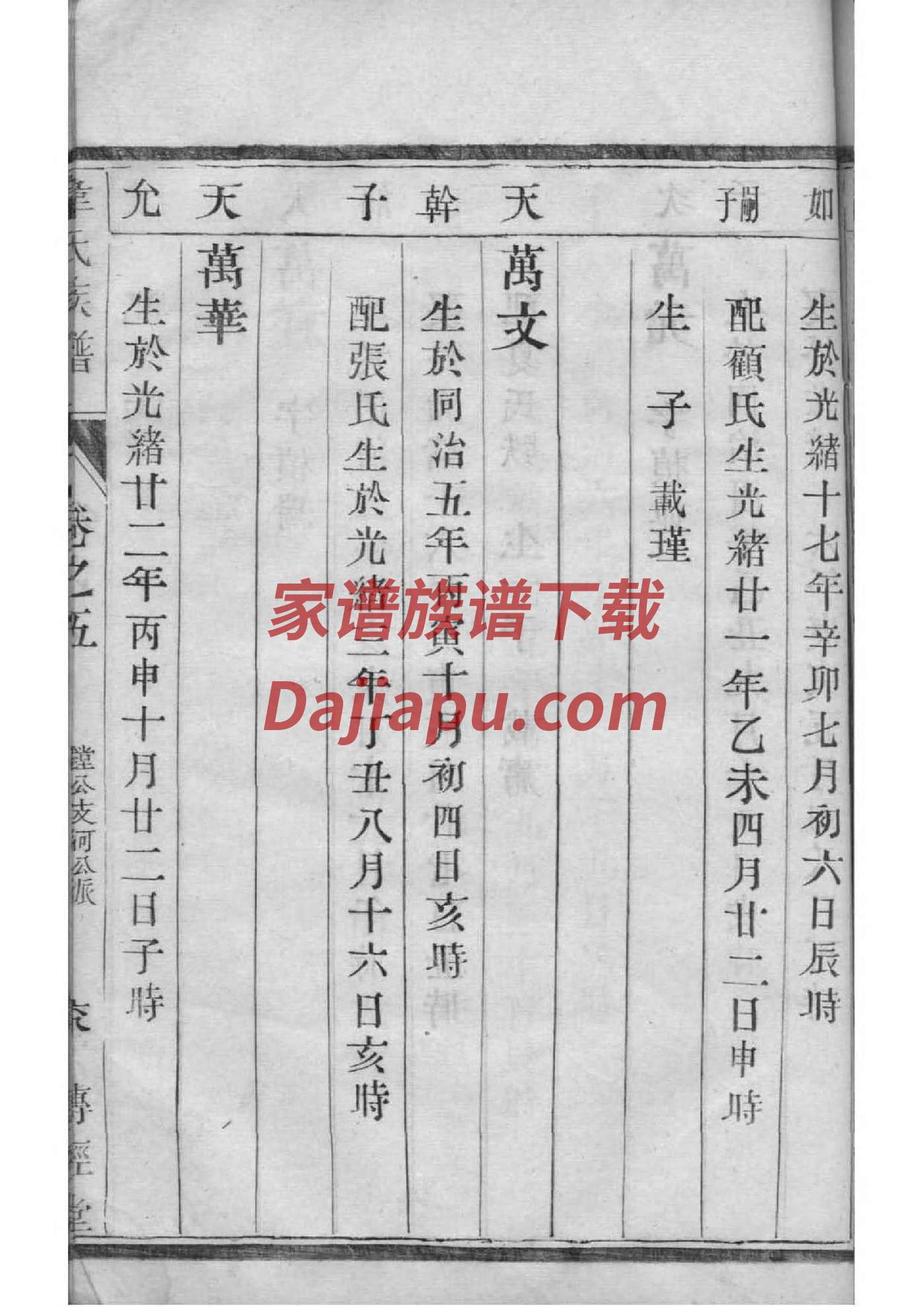 满族张姓家谱