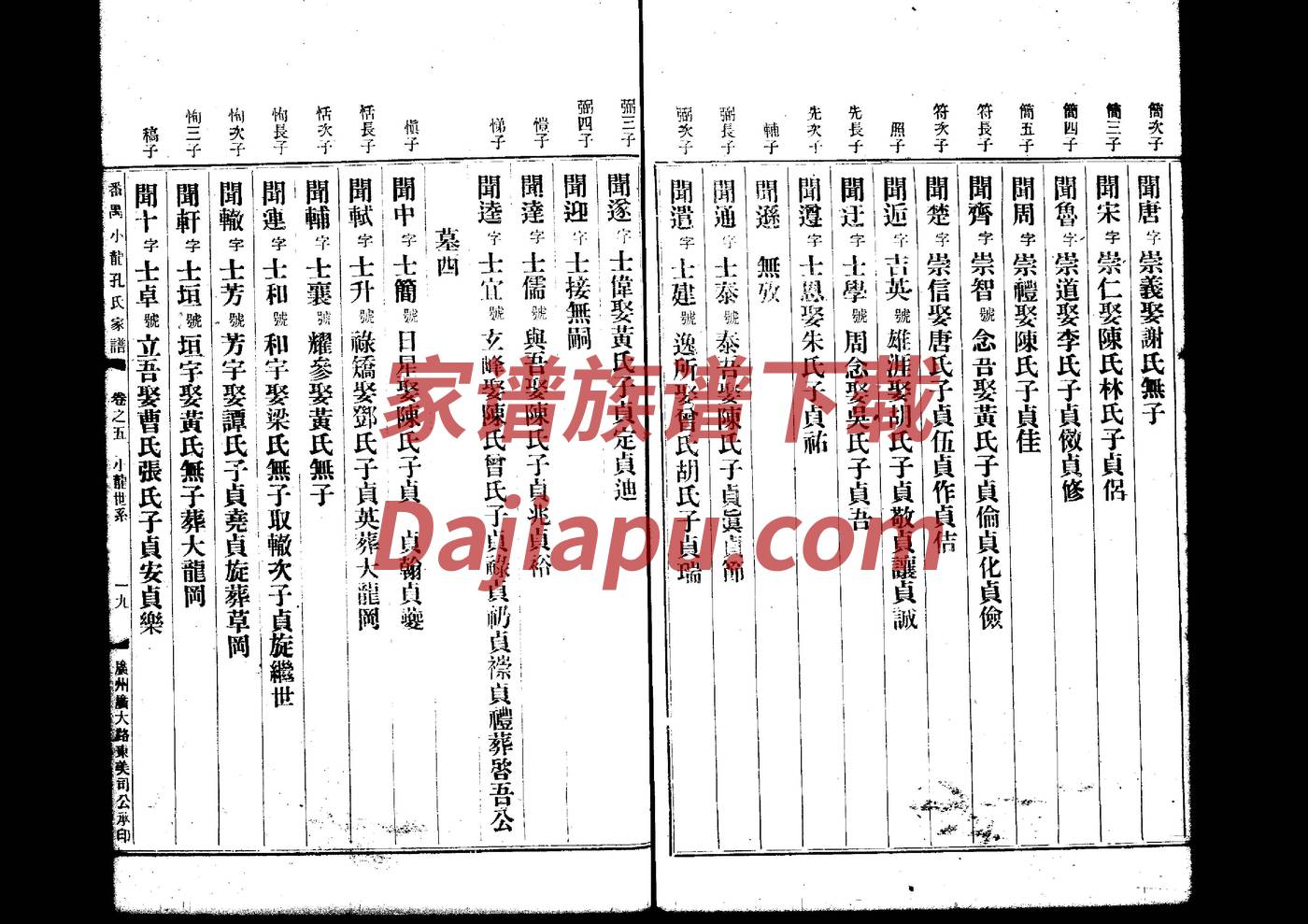 骑姓辈分排行世系表